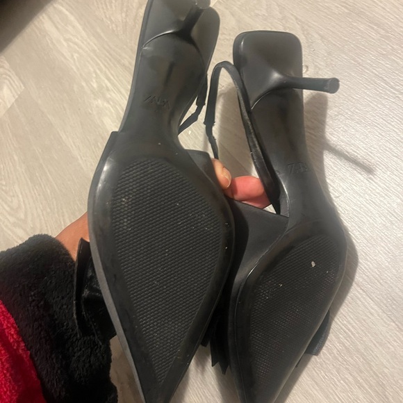 Zara Black Slingback kitten Heels with Bow - Picture 10 of 10